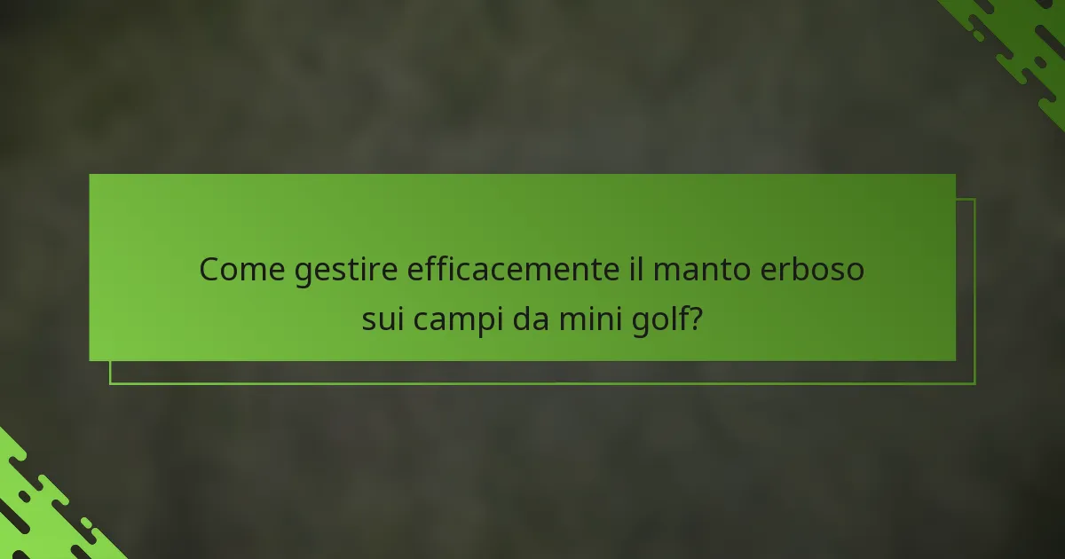 Come gestire efficacemente il manto erboso sui campi da mini golf?