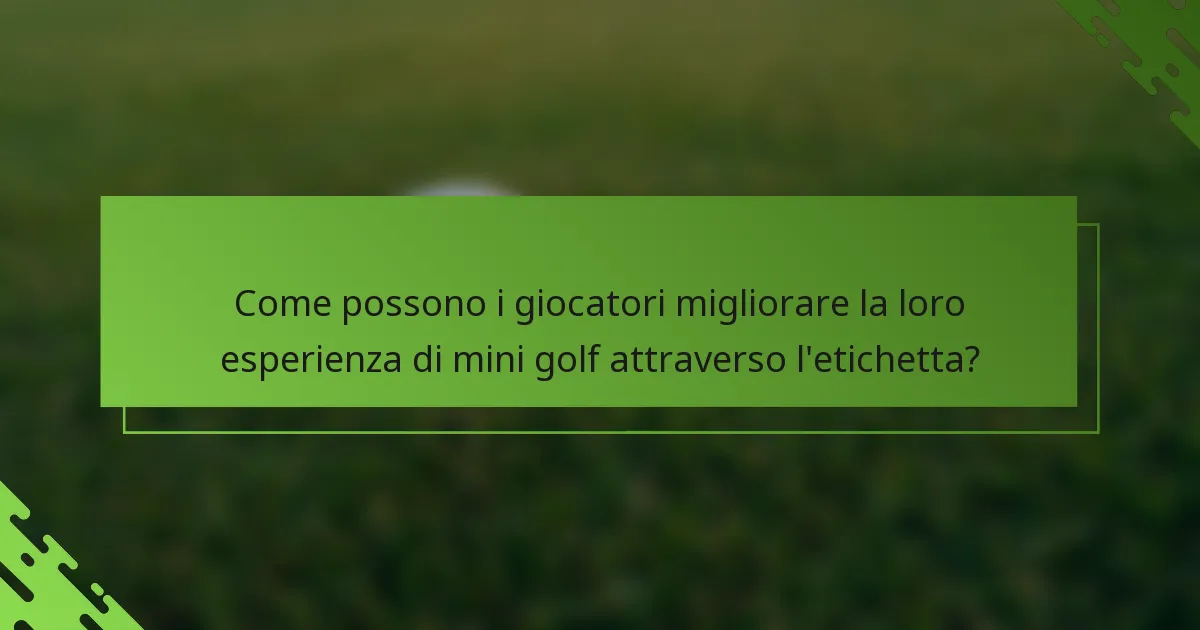 Come possono i giocatori migliorare la loro esperienza di mini golf attraverso l'etichetta?