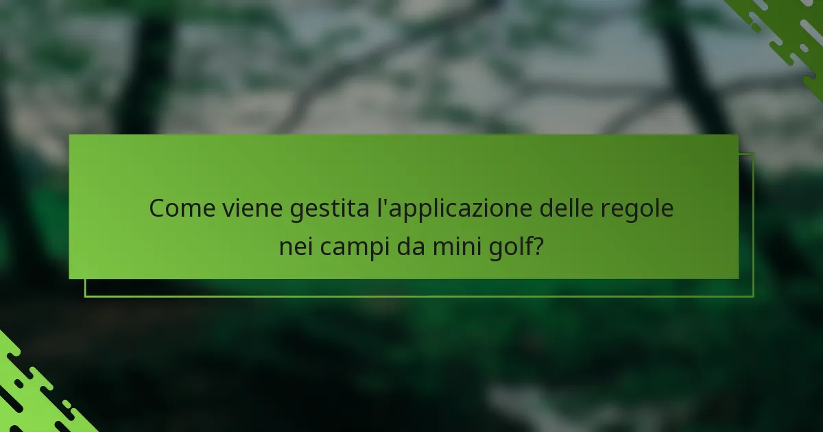 Come viene gestita l'applicazione delle regole nei campi da mini golf?