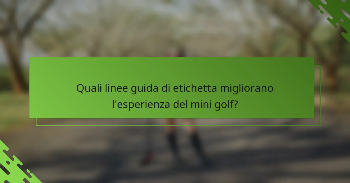 Quali linee guida di etichetta migliorano l'esperienza del mini golf?