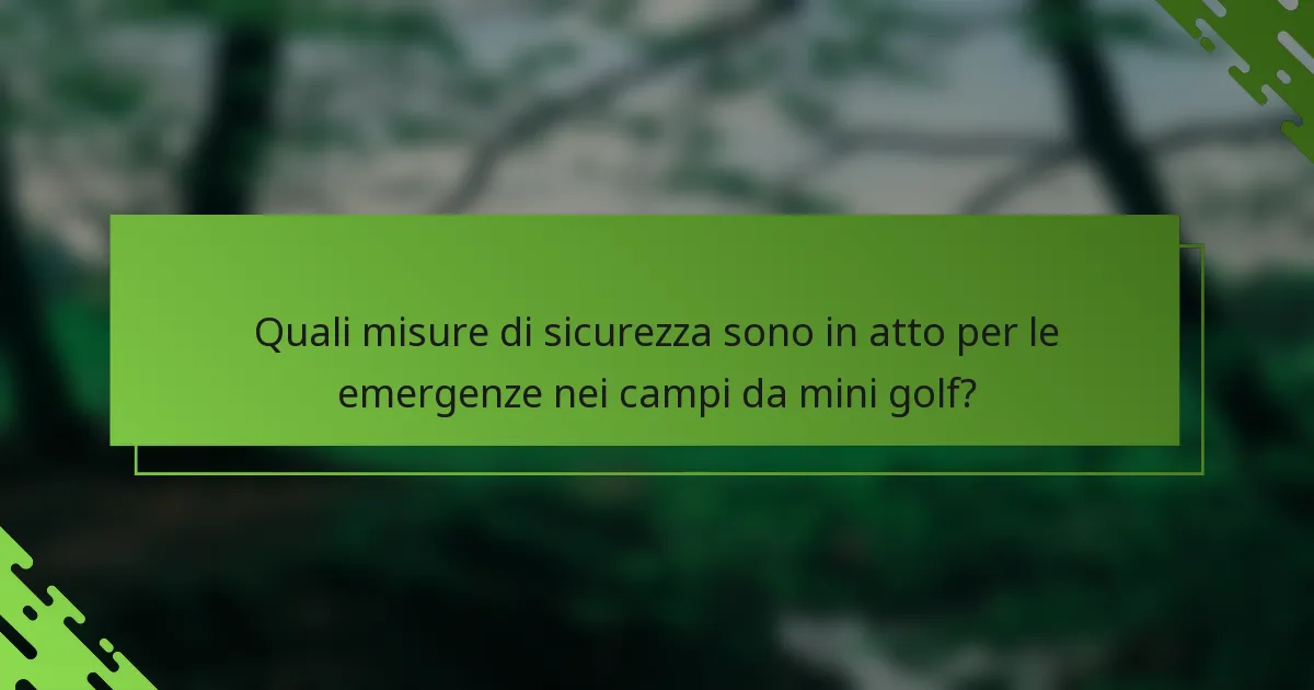 Quali misure di sicurezza sono in atto per le emergenze nei campi da mini golf?
