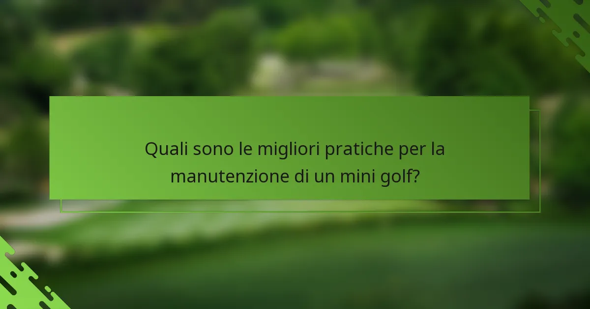 Quali sono le migliori pratiche per la manutenzione di un mini golf?